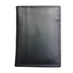 black bifold premium leather wallet black open view