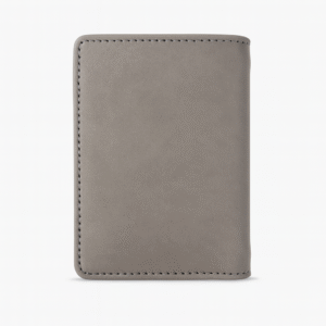 light grey leather wallet close view