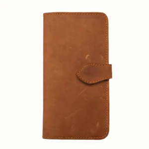 mens Camel Brown leather bifold long wallets close view